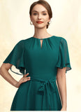 Joanna A-Line Scoop Neck Asymmetrical Chiffon Mother of the Bride Dress With Ruffle Bow(s) STI126P0014859