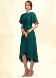 Joanna A-Line Scoop Neck Asymmetrical Chiffon Mother of the Bride Dress With Ruffle Bow(s) STI126P0014859