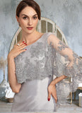 Josephine Sheath/Column Scoop Neck Knee-Length Taffeta Lace Mother of the Bride Dress With Beading Sequins STI126P0014886