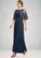 Luna A-Line Scoop Neck Ankle-Length Chiffon Lace Mother of the Bride Dress With Beading Sequins STI126P0014892