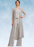 Clara Jumpsuit/Pantsuit Square Neckline Floor-Length Chiffon Mother of the Bride Dress STI126P0014900
