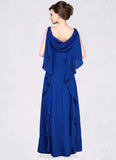 Zoe A-Line Cowl Neck Floor-Length Chiffon Mother of the Bride Dress With Beading Sequins Cascading Ruffles STI126P0014907