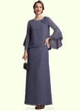 Marin A-Line Scoop Neck Ankle-Length Chiffon Mother of the Bride Dress With Flower(s) STI126P0014908