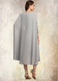 Sue Sheath/Column V-neck Knee-Length Lace Mother of the Bride Dress STI126P0014931