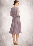 Norma A-Line Square Neckline Knee-Length Chiffon Mother of the Bride Dress STI126P0014940
