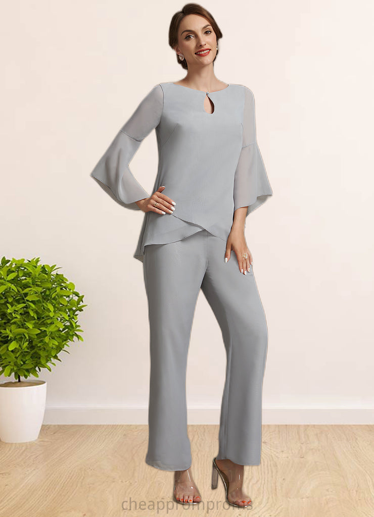 Lily Jumpsuit/Pantsuit Scoop Neck Ankle-Length Chiffon Mother of the Bride Dress STI126P0014958