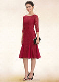 Val A-Line Scoop Neck Knee-Length Lace Mother of the Bride Dress With Sequins STI126P0014961