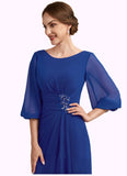 Emilia A-Line Scoop Neck Floor-Length Chiffon Mother of the Bride Dress With Ruffle Beading STI126P0014963