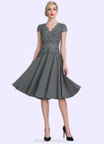 Jill A-Line V-neck Knee-Length Mother of the Bride Dress With Beading STI126P0014965
