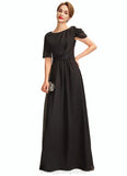 Sydney A-Line Scoop Neck Floor-Length Chiffon Mother of the Bride Dress With Ruffle Beading STI126P0014970