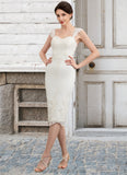 Eliana Sheath/Column Sweetheart Knee-Length Lace Stretch Crepe Mother of the Bride Dress With Beading STI126P0014973