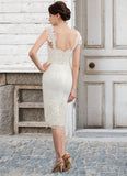 Eliana Sheath/Column Sweetheart Knee-Length Lace Stretch Crepe Mother of the Bride Dress With Beading STI126P0014973