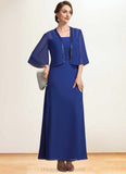 Brooklynn A-Line Square Neckline Ankle-Length Chiffon Mother of the Bride Dress With Ruffle STI126P0014982