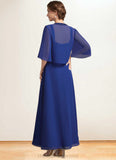 Brooklynn A-Line Square Neckline Ankle-Length Chiffon Mother of the Bride Dress With Ruffle STI126P0014982