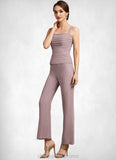 Eve Jumpsuit/Pantsuit Square Neckline Ankle-Length Chiffon Mother of the Bride Dress With Ruffle STI126P0014984