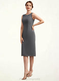 Paisley Sheath/Column Scoop Neck Knee-Length Chiffon Mother of the Bride Dress With Lace STI126P0014986
