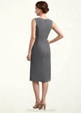 Paisley Sheath/Column Scoop Neck Knee-Length Chiffon Mother of the Bride Dress With Lace STI126P0014986