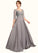Lucy A-Line V-neck Floor-Length Chiffon Lace Mother of the Bride Dress With Sequins STI126P0014999