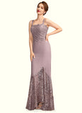 Josephine Trumpet/Mermaid Square Neckline Asymmetrical Chiffon Lace Mother of the Bride Dress STI126P0015001