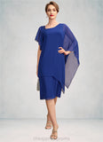 Guadalupe Sheath/Column V-neck Knee-Length Chiffon Mother of the Bride Dress With Beading Sequins STI126P0015013
