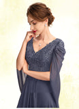 Eleanor A-Line V-neck Floor-Length Chiffon Lace Mother of the Bride Dress With Beading Sequins STI126P0015022