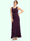 Selena Sheath/Column Scoop Neck Ankle-Length Chiffon Mother of the Bride Dress With Beading Sequins STI126P0015024