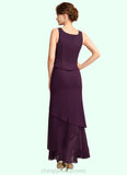 Selena Sheath/Column Scoop Neck Ankle-Length Chiffon Mother of the Bride Dress With Beading Sequins STI126P0015024