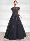 Anika A-Line Scoop Neck Floor-Length Tulle Lace Mother of the Bride Dress With Beading STI126P0015029
