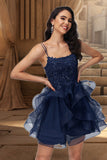 Nancy Ball-Gown/Princess Scoop Short/Mini Lace Tulle Homecoming Dress With Sequins STIP0020510