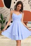 Zoey A-line V-Neck Short/Mini Chiffon Homecoming Dress STIP0020470