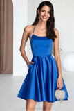 Ashanti A-line Square Short/Mini Satin Homecoming Dress STIP0020567