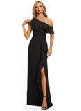 Azul Sheath/Column Asymmetrical Floor-Length Chiffon Evening Dress With Cascading Ruffles STIP0020804
