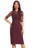 Maya Sheath/Column Scoop Knee-Length Chiffon Cocktail Dress With Sequins STIP0020968