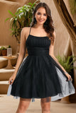 Autumn A-line Scoop Short/Mini Tulle Homecoming Dress With Cascading Ruffles STIP0020479