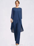 Alexa Jumpsuit/Pantsuit Separates Scoop Floor-Length Chiffon Mother of the Bride Dress With Beading Sequins STIP0021647
