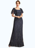 Adyson Sheath/Column Square Floor-Length Lace Mother of the Bride Dress With Sequins STIP0021665