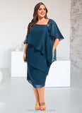 Melinda Sheath/Column Asymmetrical Knee-Length Chiffon Mother of the Bride Dress With Beading Sequins STIP0021672