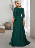 Aubrey A-line V-Neck Floor-Length Chiffon Mother of the Bride Dress With Beading Appliques Lace Sequins STIP0021682
