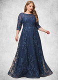 Helena A-line Scoop Illusion Floor-Length Lace Mother of the Bride Dress With Sequins STIP0021701