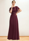 Bailey A-line Scoop Floor-Length Chiffon Mother of the Bride Dress With Appliques Lace Sequins STIP0021707