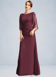 Suzanne Sheath/Column Scoop Floor-Length Chiffon Mother of the Bride Dress With Beading Pleated STIP0021708