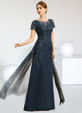 Lillian Sheath/Column Scoop Illusion Floor-Length Chiffon Lace Mother of the Bride Dress With Sequins STIP0021709