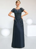Lillian Sheath/Column Scoop Illusion Floor-Length Chiffon Lace Mother of the Bride Dress With Sequins STIP0021709