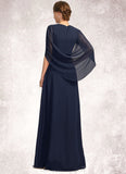 Adeline A-line V-Neck Floor-Length Chiffon Mother of the Bride Dress With Pleated STIP0021734