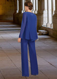 Kennedy Jumpsuit/Pantsuit Separates Scoop Floor-Length Chiffon Mother of the Bride Dress STIP0021744