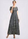 Naomi A-line Scoop Illusion Ankle-Length Chiffon Lace Mother of the Bride Dress With Sequins STIP0021753