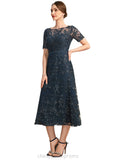 Daisy A-line Scoop Illusion Tea-Length Lace Mother of the Bride Dress With Sequins STIP0021781