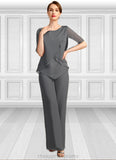 Alissa Jumpsuit/Pantsuit Separates Scoop Floor-Length Chiffon Mother of the Bride Dress With Beading STIP0021783