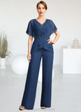 Judy Jumpsuit/Pantsuit Separates V-Neck Floor-Length Chiffon Mother of the Bride Dress With Beading Pleated Sequins STIP0021800