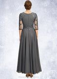 Kyra A-line Scoop Asymmetrical Chiffon Lace Mother of the Bride Dress With Pleated Sequins STIP0021812